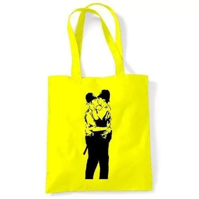 Banksy Kissing Coppers Shoulder bag Yellow