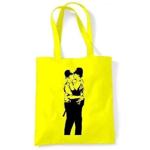 Banksy Kissing Coppers Shoulder bag Yellow
