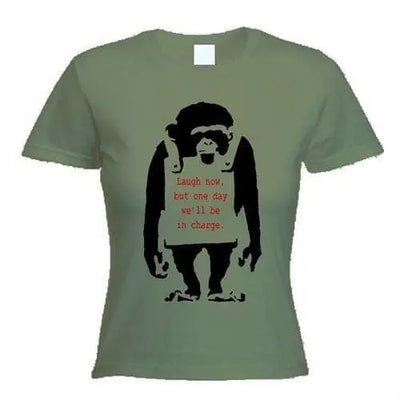 Banksy Laugh Now Ladies T-Shirt S / Khaki