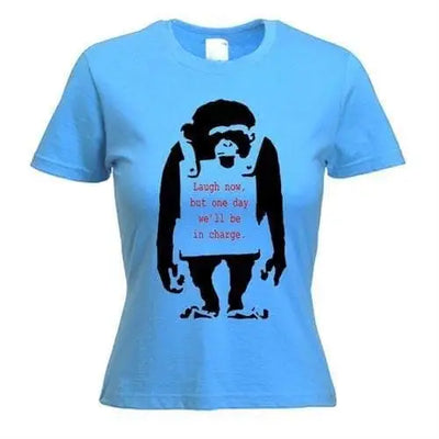 Banksy Laugh Now Ladies T-Shirt S / Light Blue