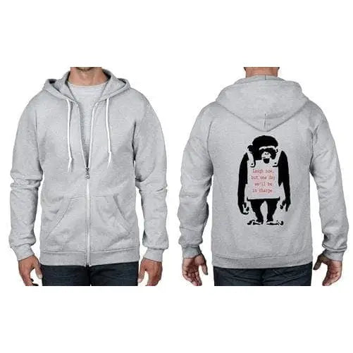 Banksy Laugh Now Monkey Full Zip Hoodie