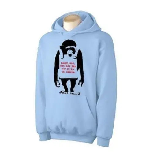 Banksy Laugh Now Monkey Hoodie XXL / Light Blue