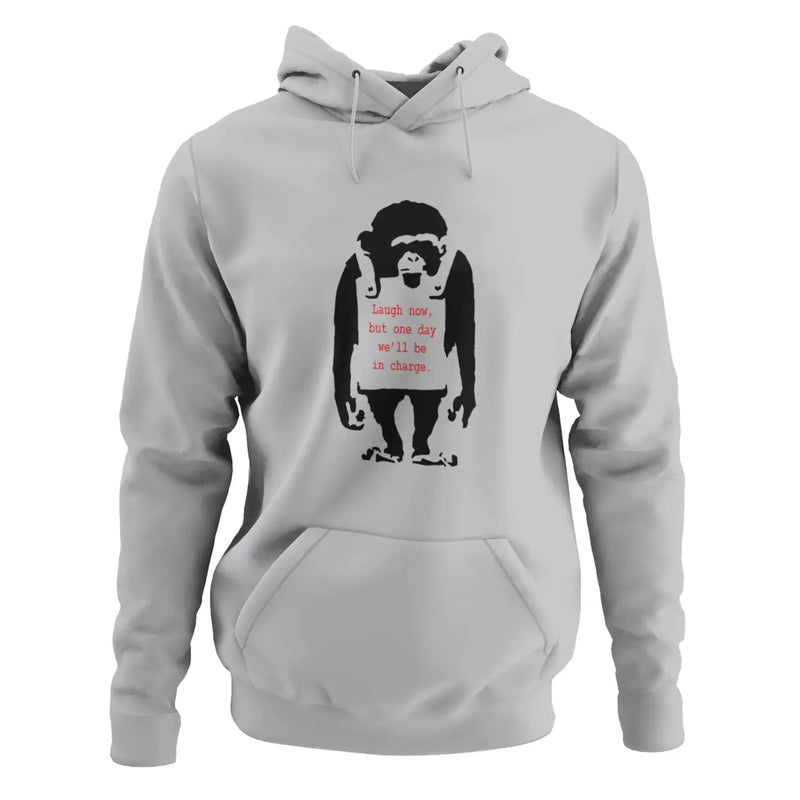 Banksy Laugh Now Monkey Hoodie - XXL / Light Grey - Hoodie