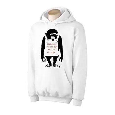 Banksy Laugh Now Monkey Hoodie XXL / White