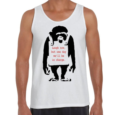 Banksy Laugh Now Monkey Men's Tank Vest Top S / White