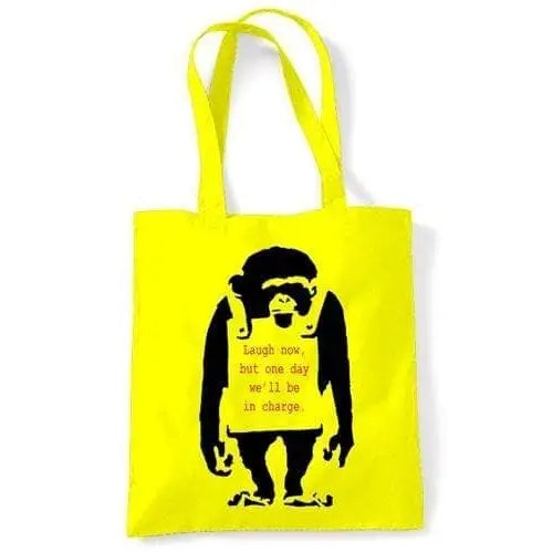 Banksy Laugh Now Monkey Tote bag Yellow