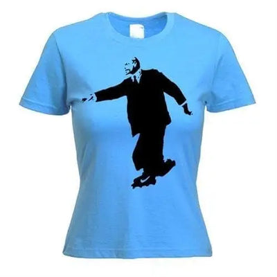 Banksy Lenin On Skates Ladies T-Shirt L / Light Blue
