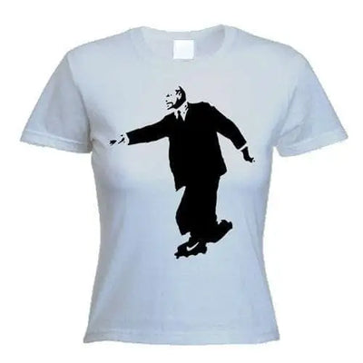 Banksy Lenin On Skates Ladies T-Shirt L / Light Grey