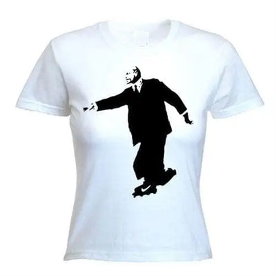 Banksy Lenin On Skates Ladies T-Shirt L / White