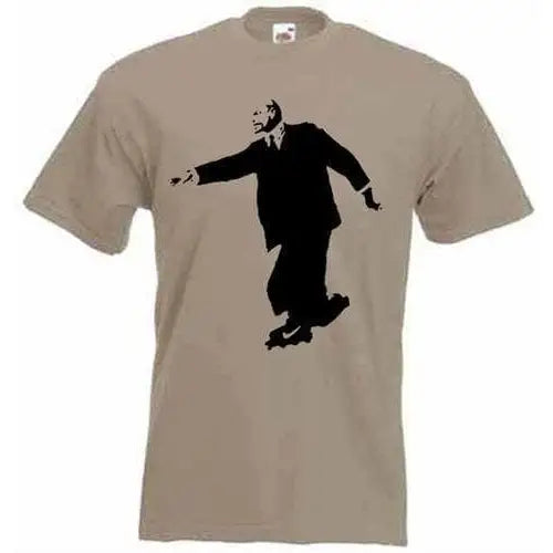 Banksy Lenin On Skates Mens T-Shirt XXL / Khaki
