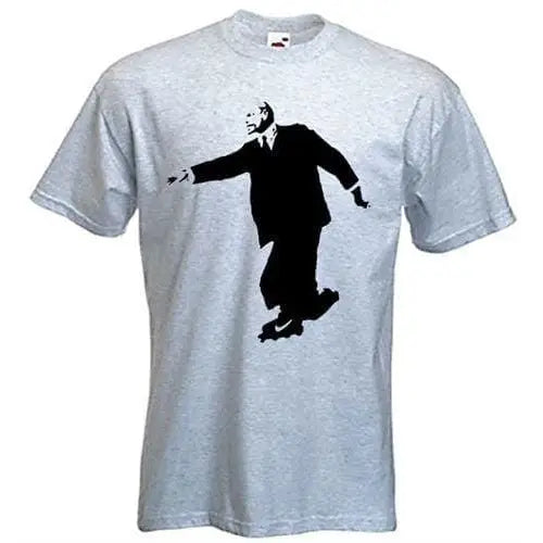Banksy Lenin On Skates Mens T-Shirt XXL / Light Grey