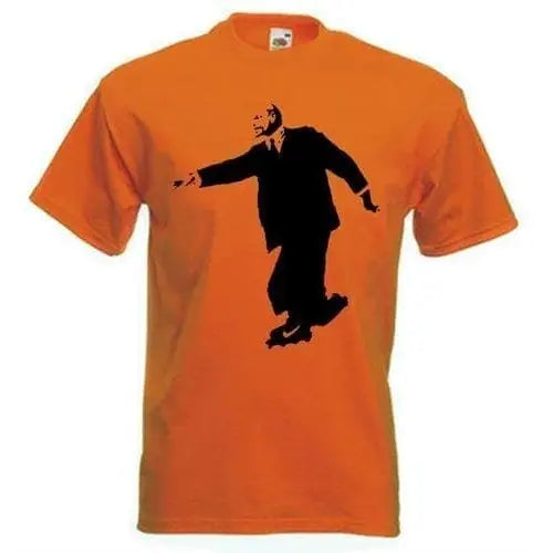 Banksy Lenin On Skates Mens T-Shirt XXL / Orange