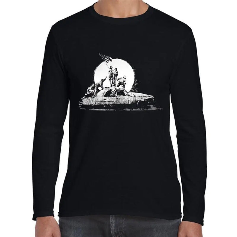 Banksy Los Angeles Flag Mens Long Sleeve T-shirt