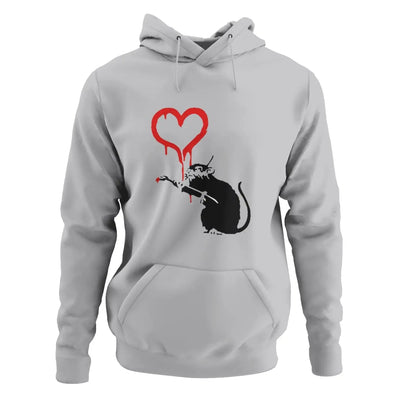 Banksy Love Rat Hoodie - L / Light Grey - Hoodie