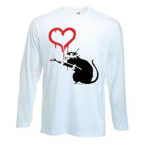 Banksy Love Rat Long Sleeve T-Shirt M / White