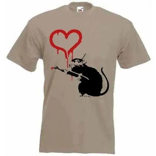 Banksy Love Rat T-Shirt XL / Khaki