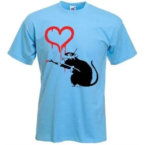 Banksy Love Rat T-Shirt XL / Light Blue