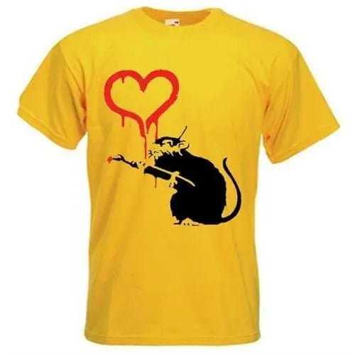 Banksy Love Rat T-Shirt XL / Yellow