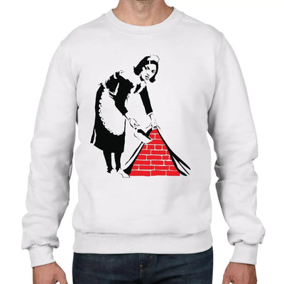 Banksy Maid Graffiti Men's Sweatshirt Jumper M / White