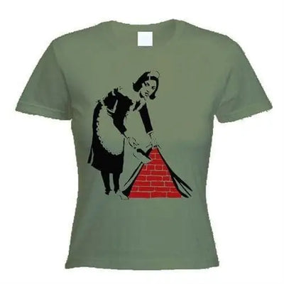 Banksy Maid Ladies T-Shirt S / Khaki