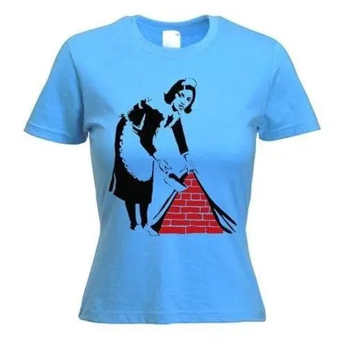 Banksy Maid Ladies T-Shirt S / Light Blue