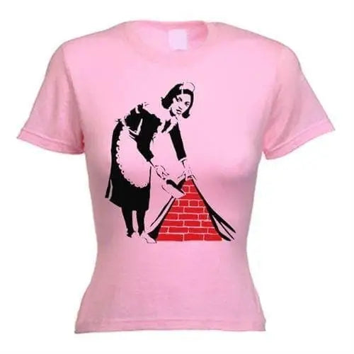 Banksy Maid Ladies T-Shirt S / Light Pink