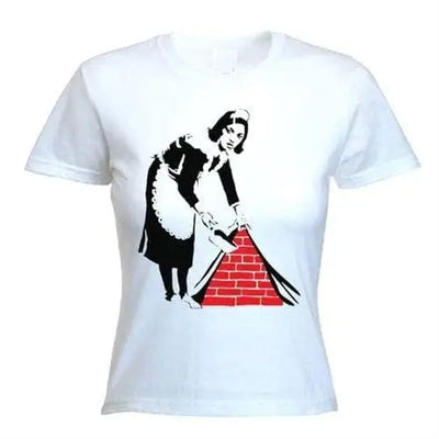 Banksy Maid Ladies T-Shirt S / White