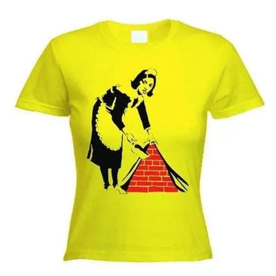 Banksy Maid Ladies T-Shirt S / Yellow