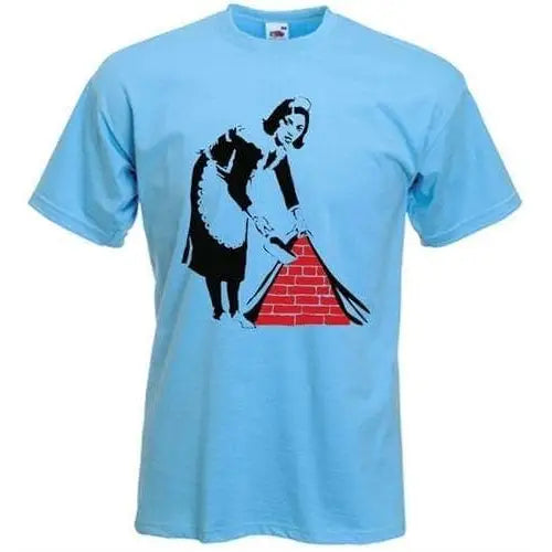 Banksy Maid Mens T-Shirt XL / Light Blue