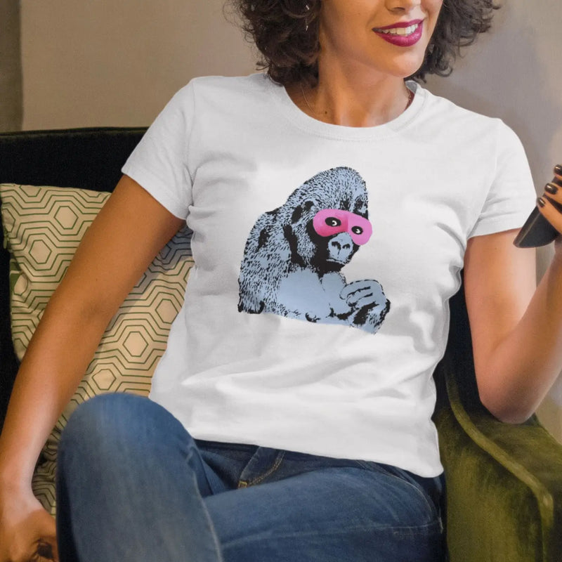 Banksy Masked Gorilla Ladies T-Shirt