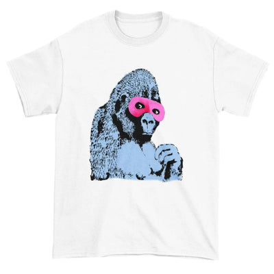 Banksy Masked Gorilla Mens T-Shirt S / White