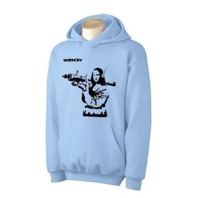 Banksy Mona Lisa Bazooka Hoodie S / Light Blue