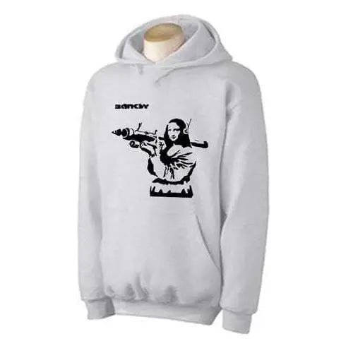 Banksy Mona Lisa Bazooka Hoodie S / Light Grey