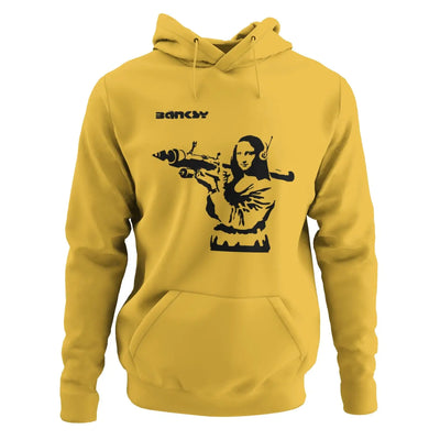 Banksy Mona Lisa Bazooka Hoodie - S / Yellow - Hoodie