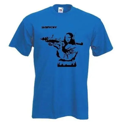 Banksy Mona Lisa With Bazooka Mens T-Shirt S / Royal Blue