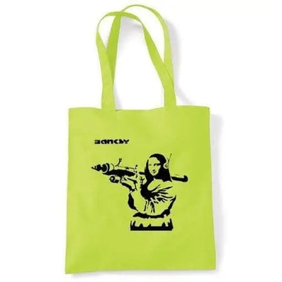 Banksy Mona Lisa With Bazooka Shoulder bag Lime Green