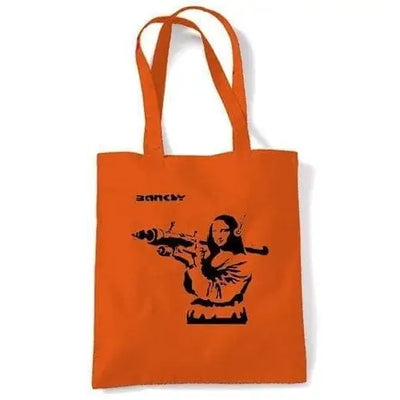 Banksy Mona Lisa With Bazooka Shoulder bag Orange