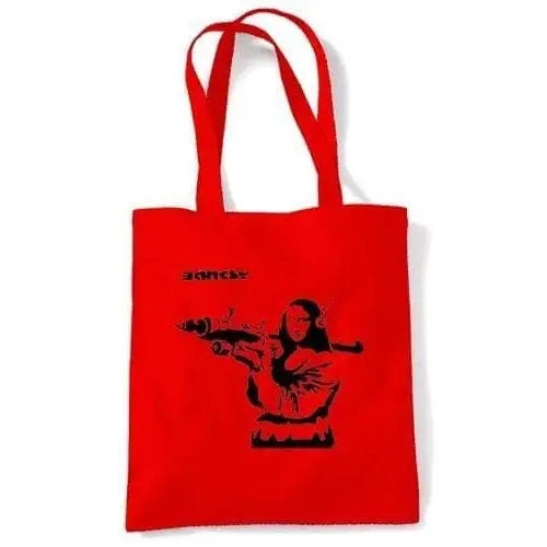 Banksy Mona Lisa With Bazooka Shoulder bag Red