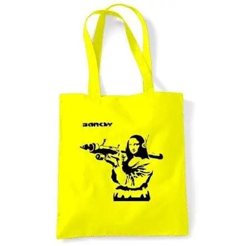 Banksy Mona Lisa With Bazooka Shoulder bag Yellow