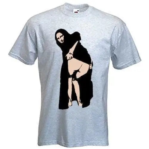 Banksy Mooner Lisa Mens T-Shirt 3XL / Light Grey
