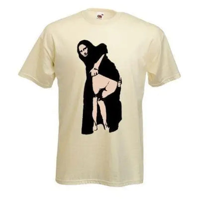 Banksy Mooner Lisa Mens T-Shirt M / Cream