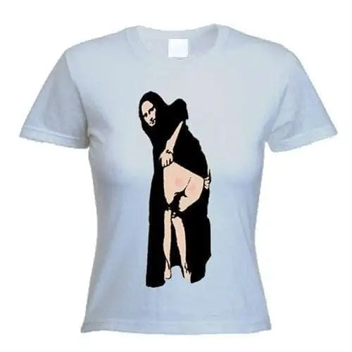 Banksy Mooner Lisa Womens T-Shirt L / Light Grey