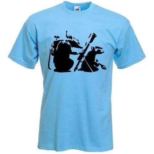 Banksy Mortar Rat  T-Shirt M / Light Blue