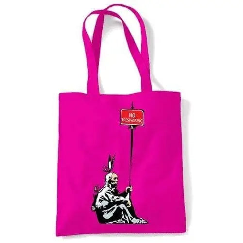 Banksy No Trespassing Indian Shoulder bag Dark Pink