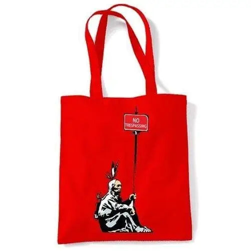 Banksy No Trespassing Indian Shoulder bag Red