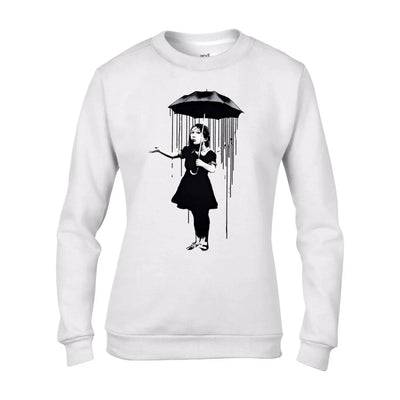 Banksy Nola Umbrella Girl Graffiti Women's Sweatshirt Jumper XL / White