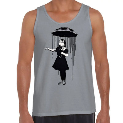 Banksy Nola Umbrella Girl Men's Tank Vest Top S / Light Grey