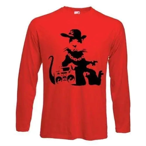 Banksy NYC Gangster Rat Long Sleeve T-Shirt XL / Red