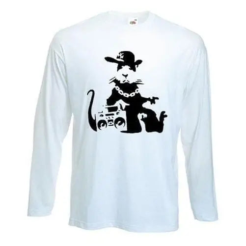 Banksy NYC Gangster Rat Long Sleeve T-Shirt XL / White