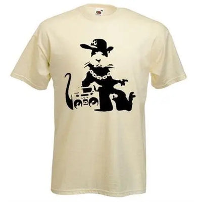 Banksy NYC Gangster Rat Mens T-Shirt L / Cream